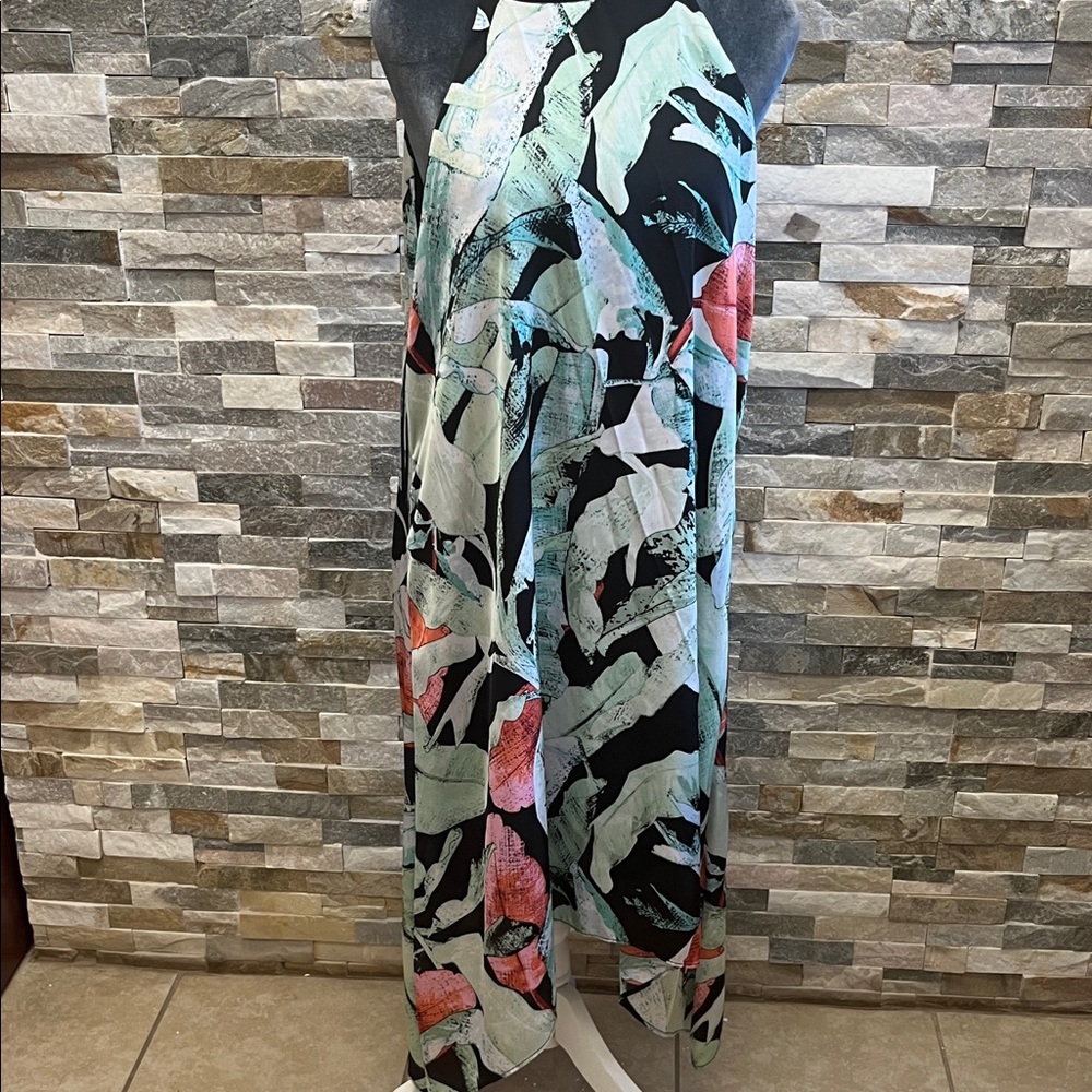 LC Lauren Conrad Asymmetrical Maxi Dress in Black, Mint & Coral